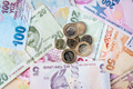 Various Turkish Lira Banknotes And Coins.  Turkish Money - PhotoDune Item for Sale
