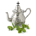 Moroccan teapot and twig of fresh mint on white background - PhotoDune Item for Sale