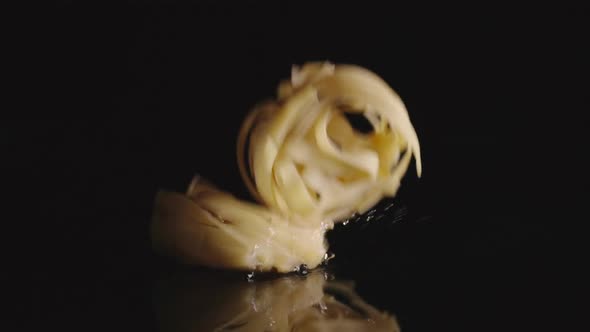 Fettuccines Pasta Fall Into Water