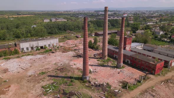 Abandoned Factory with Many Ruined Buildings