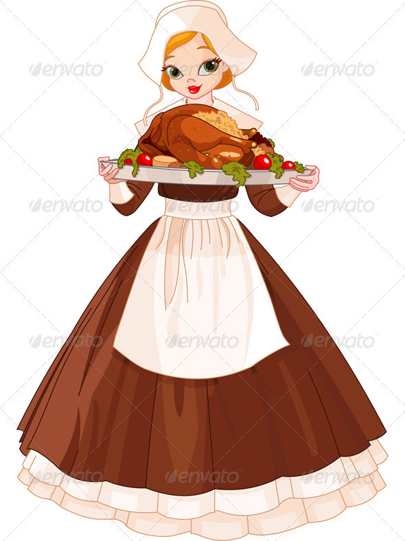 Pilgrim girl with plate