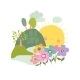 Cute Cartoon Summer Landscape with Sun Flowers - GraphicRiver Item for Sale