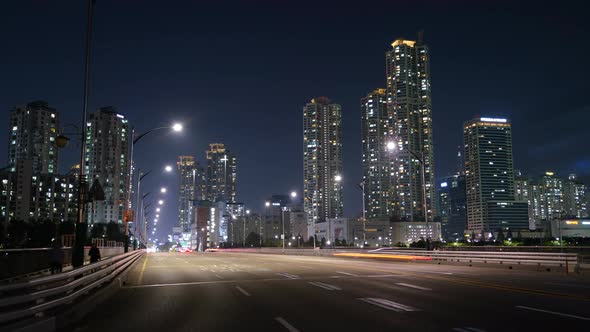 City Building Night Traffic