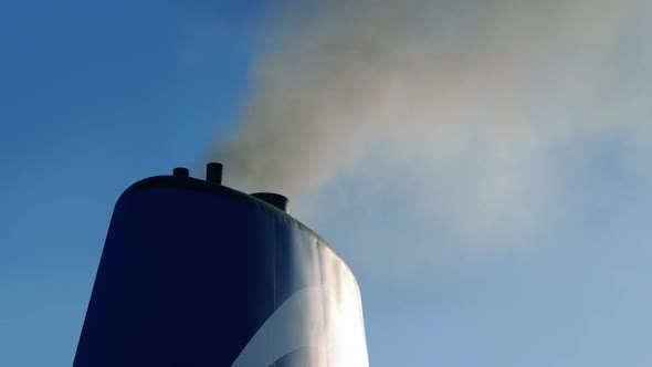 Ship Funnel With Exhaust Smoking Out