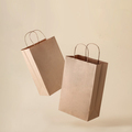 Two paper bags in a container levitation on a clean beige background - PhotoDune Item for Sale
