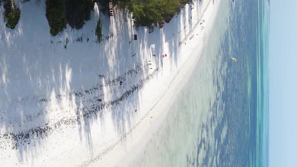 Zanzibar Tanzania  Vertical Video of the Ocean Near the Coast Slow Motion