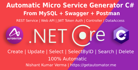 MySQL to Dot Net Core Automatic REST API Generator + JWT Auth + Swagger + Postman