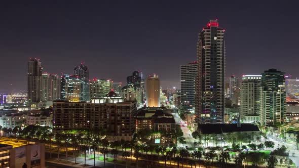 San Diego Cityscape Time Lapse Night