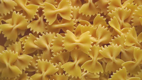 Farfalle Rotation, italian pasta farfalle, rotate in a circle, top view