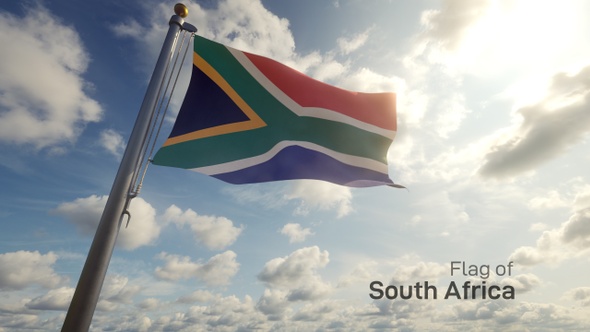 South Africa Flag on a Flagpole