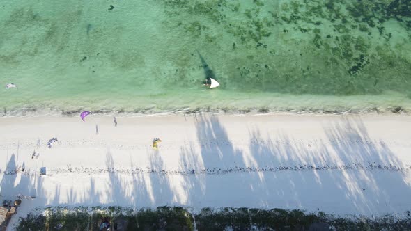 Boats in the Ocean Near the Coast of Zanzibar Tanzania Slow Motion