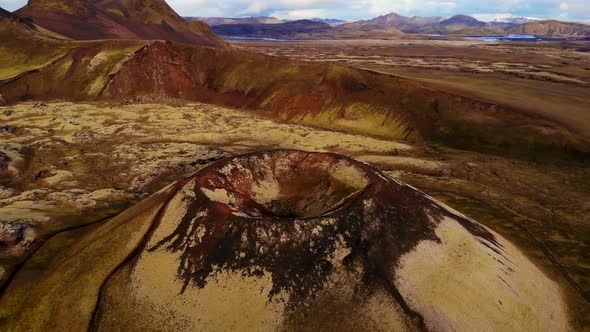 Volcanic crater in mountainous terrain