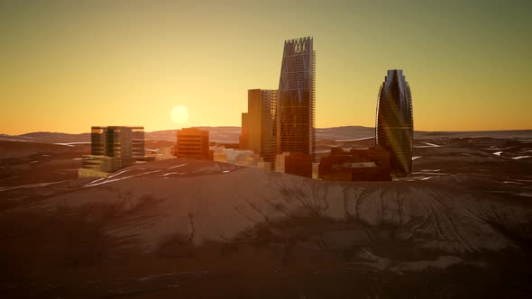 City Skyscrapes in Desert