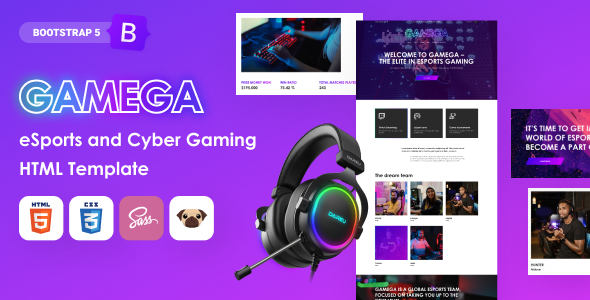 Gamega - eSports and Cyber Gaming HTML Template