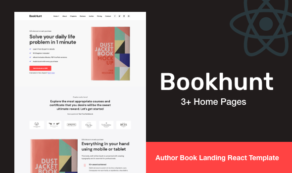 Bookhunt - Author eBook Landing React Template