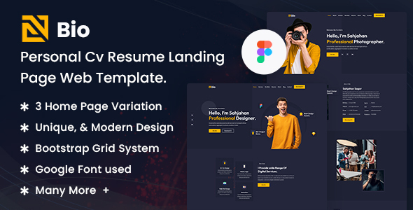 Bio - Personal CV Resume Landing Page