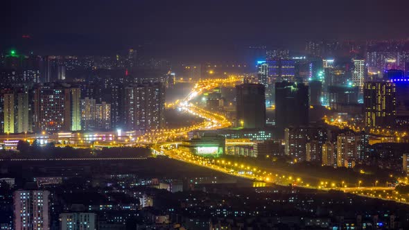 A Time lapse of nanjing city at night，china