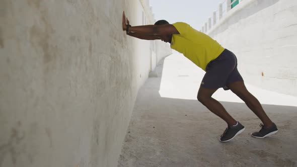 Man exercising in an urban setting