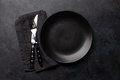 Empty plate and silverware on stone table - PhotoDune Item for Sale