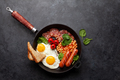 English breakfast with fried eggs, beans, bacon and sausages - PhotoDune Item for Sale