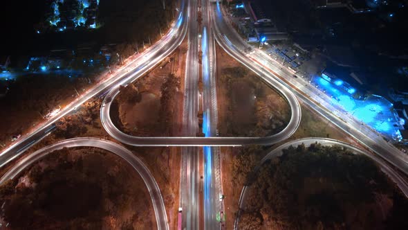 4K : Aerial time lapse in motion drone shot of freeway and interstate traffic