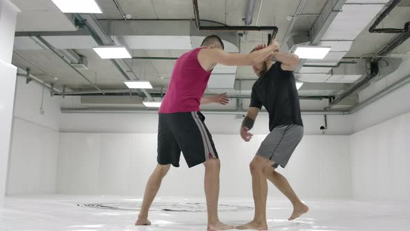 GrecoRoman Wrestlers in a White Room with Mats
