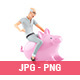 3D Senior Man Riding Piggy Bank - GraphicRiver Item for Sale