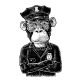 Monkey with Paws Crossed Dressed in Police Uniform - GraphicRiver Item for Sale