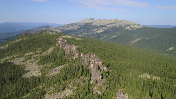 Aerial View on Mountain Landscape in Siberia