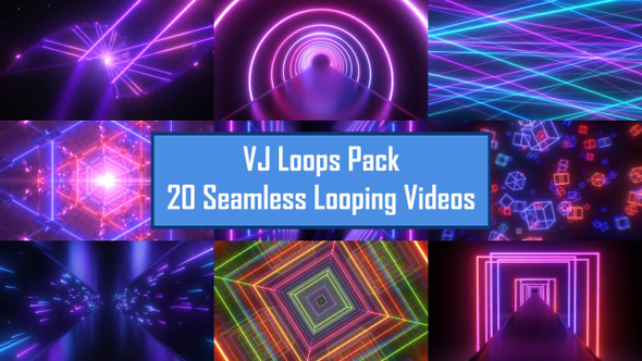 Ultraviolet Futuristic Neon Laser Lights VJ Loop Pack 4K - 20 Loops