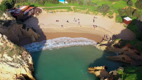 Aerial View of Beautiful Portuguese Beaches with Rocky Sandy Shores and Pure Sand for Tourists