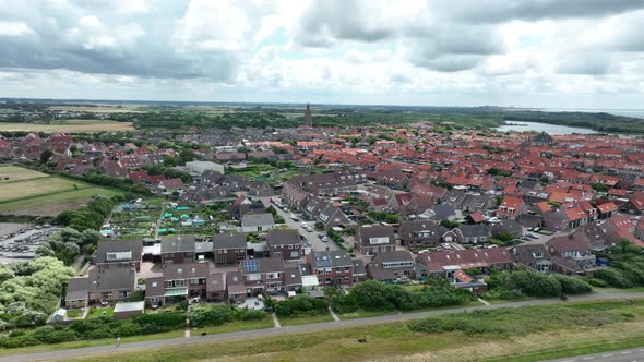 Westkapelle Province of Zeeland Seawall and Shoreline Urban City Aerial View