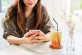 Young woman with drinks using mobile phone and relaxing in cafe, Modern lifestyle - PhotoDune Item for Sale