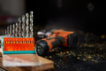 Close up of a metal drill bit set at workshop - PhotoDune Item for Sale