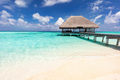 Beach in Maldives with wooden jetty - PhotoDune Item for Sale