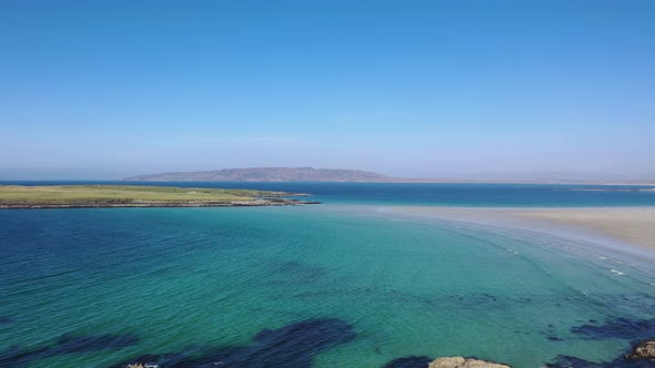 Aerial View of the Awarded Narin Beach By Portnoo and Inishkeel Island in County Donegal Ireland