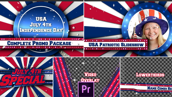 July 4th USA Patriotic Broadcast Promo Pack - Premiere Pro