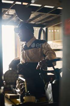 the loader in distribution warehouse