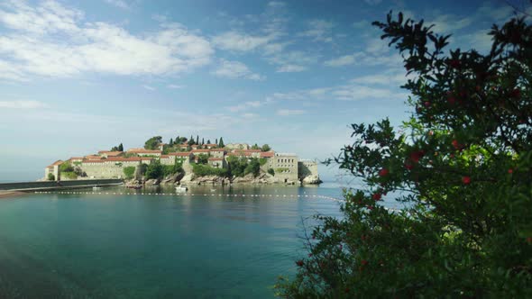 Sveti Stefan Is a Tourist Town By the Sea. Montenegro. Day