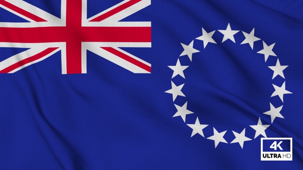 Cook Islands Flag Waving Slowly Looped