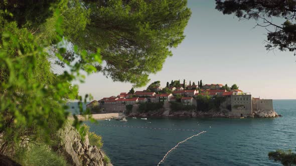 Sveti Stefan Is a Tourist Town By the Sea. Montenegro. Day