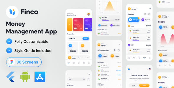 Finco – Flutter Money Management App UI Kit