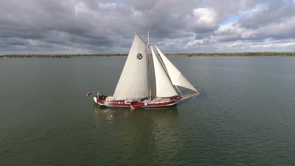 Aerial Sailboat Side View