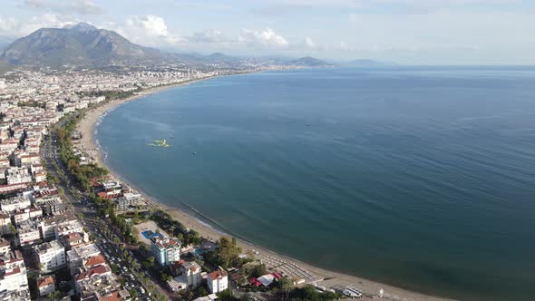 Aerial View Alanya Turkey  Resort Town Seashore