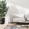 living room interior with white sofa, big green plant and leaves shadow on wall, 3d rendering - PhotoDune Item for Sale