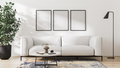 Blank poster frame mock up in scandinavian style living room interior, modern living room interior - PhotoDune Item for Sale