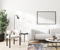 blank picture frame mock up in modern light living room interior, 3d rendering - PhotoDune Item for Sale