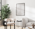 frame mock up on white wall in modern living room interior, 3d rendering - PhotoDune Item for Sale