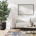 blank picture frame mock up in modern light living room interior with white wall and leaves shadow - PhotoDune Item for Sale