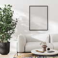poster frame mock up in living room interior in white tones, 3d rendering - PhotoDune Item for Sale